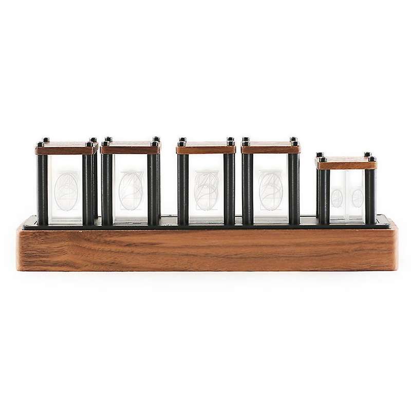 Rgb Imitated Glow Tube Clock Led Electronic Solid Wood Ornaments -1