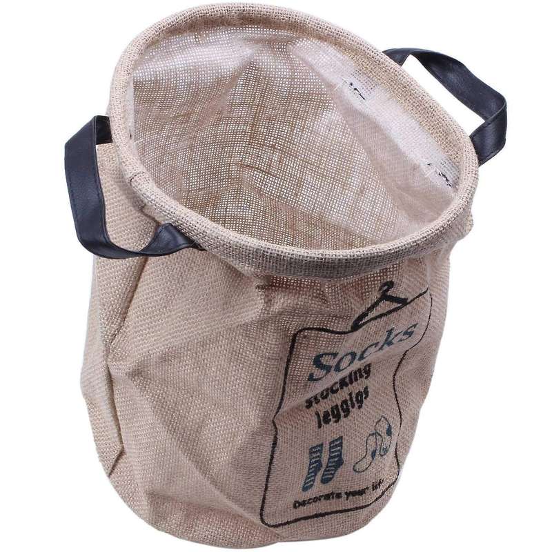 Cotton Linen Laundry Hamper Basket 1pc Represent Socks  23*29cm