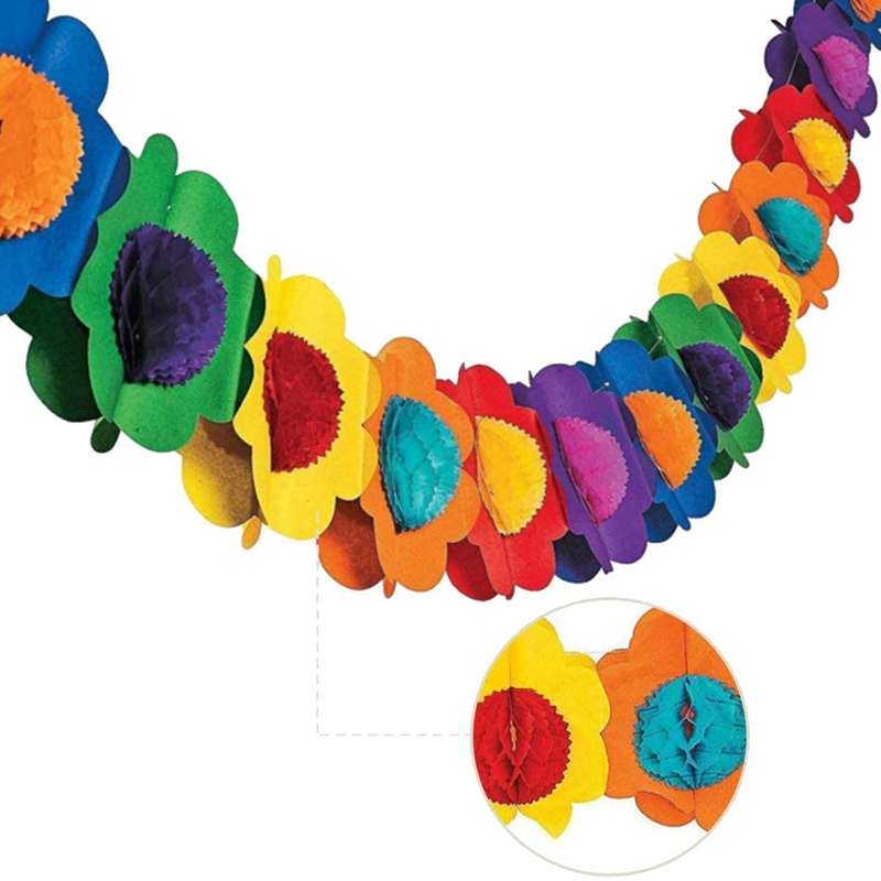Paper Garland Decorations, Mexican Banner Hibiscus Garland