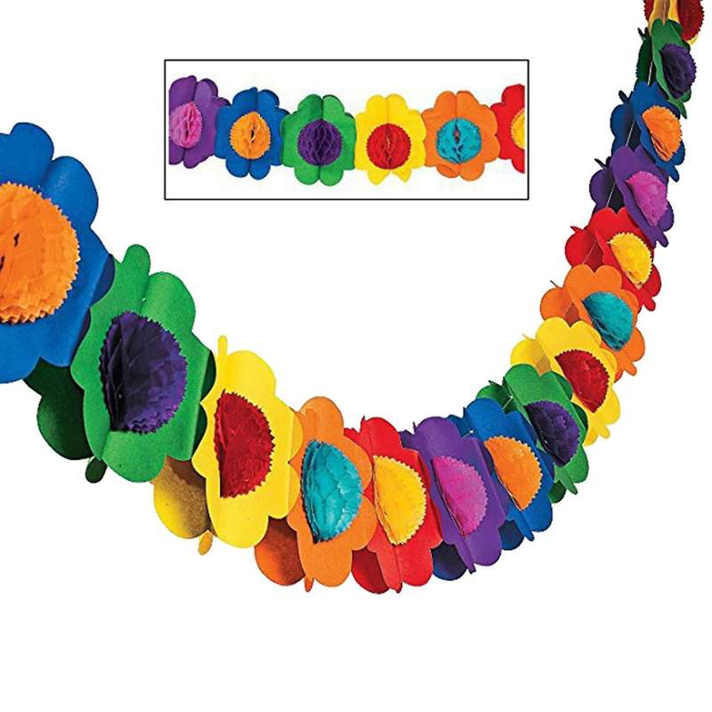 Paper Garland Decorations, Mexican Banner Hibiscus Garland