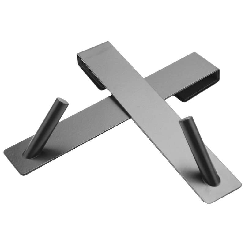 2 Pcs Bathroom Glass Door Rear Hooks Punch-free Back-hanging Black