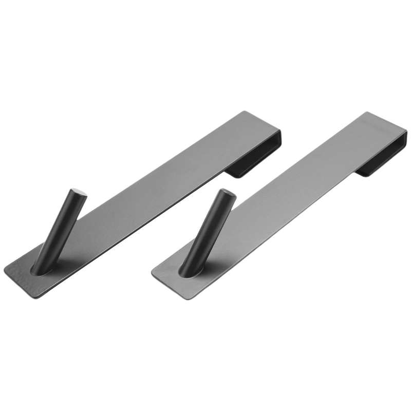 2 Pcs Bathroom Glass Door Rear Hooks Punch-free Back-hanging Black