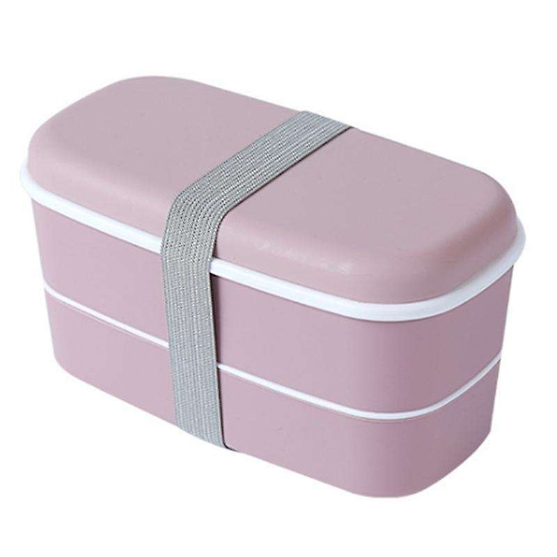 Microwavable 2 Layer Lunch Box with Compartments Leakproof Box Pink