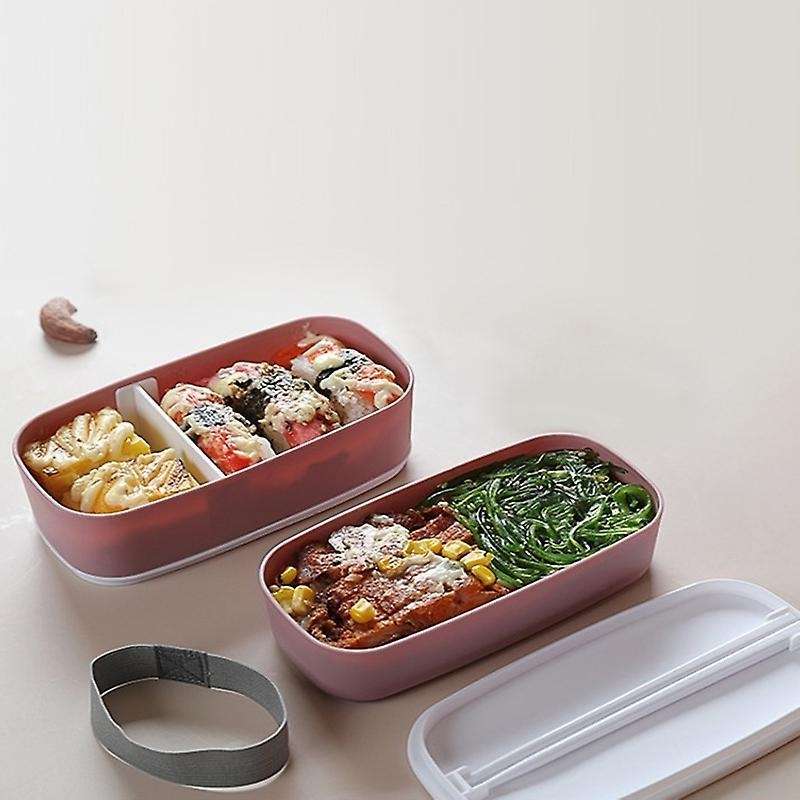 Microwavable 2 Layer Lunch Box with Compartments Leakproof Box Pink