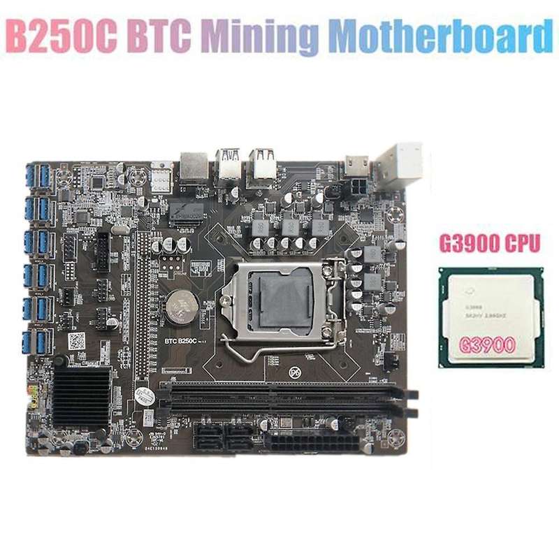 B250c Btc Mining Motherboard G3900 Cpu 12xpcie to Usb3.0 for Btc