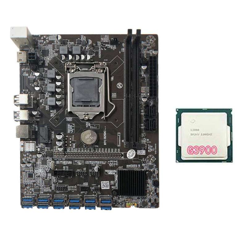 B250c Btc Mining Motherboard G3900 Cpu 12xpcie to Usb3.0 for Btc