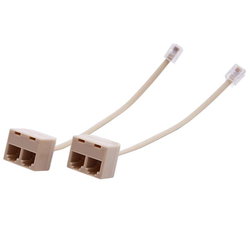 2 X 6p4c Rj11 Male to 2x Female Splitter Tele Pone Connector Adapter
