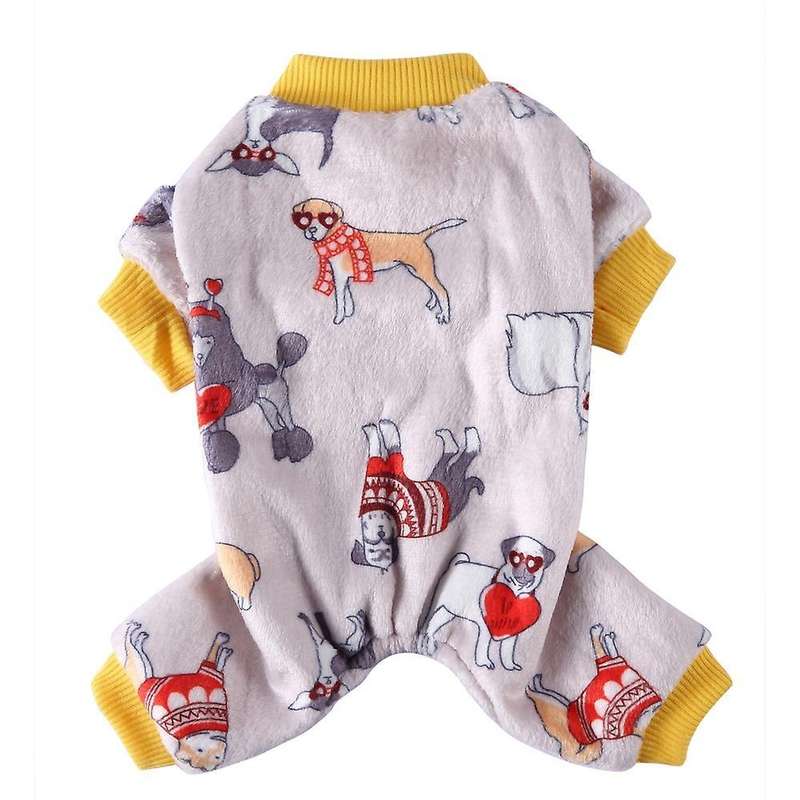 Heart Shaped Dog Print Pet Pajamas for Dogs,fleece Dog Jumpsuit -s