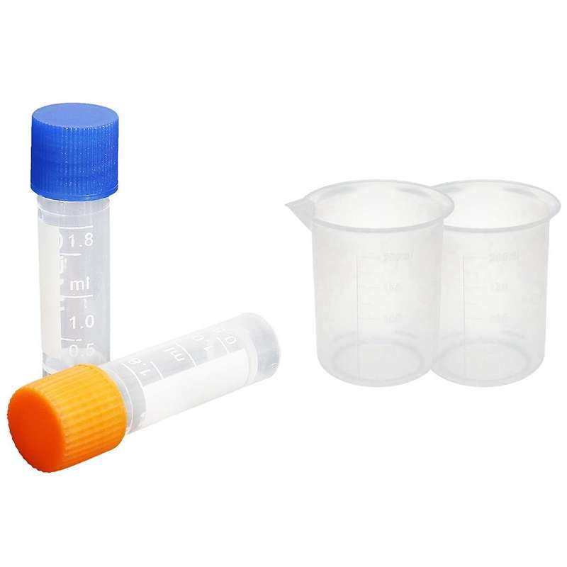 50x Plastic Graduated Cryovial Test Tube Sample Pipe with Seal Cap