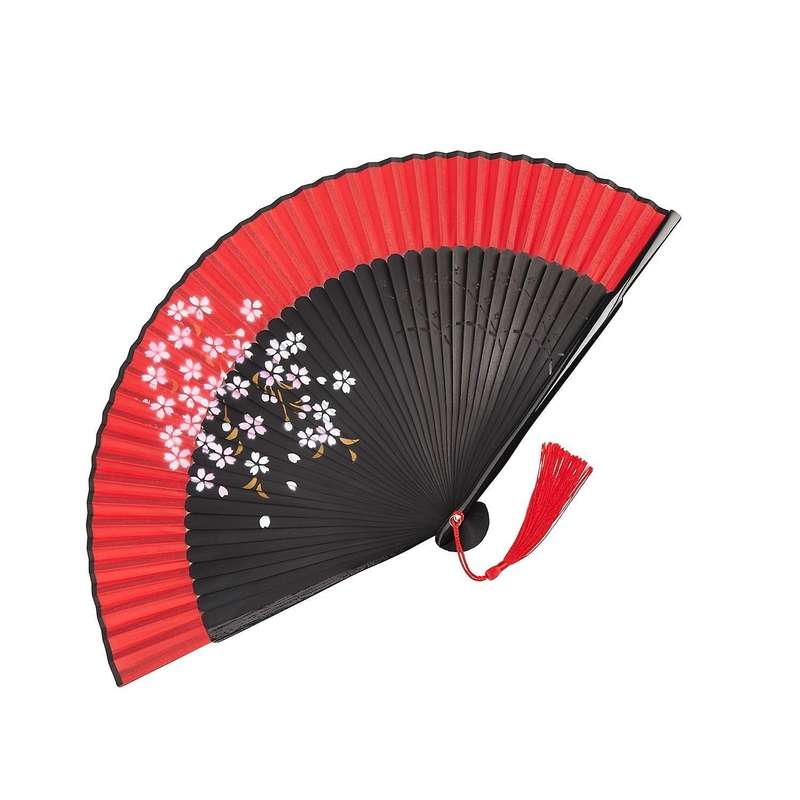 Handheld Fan Sakura Printing Folded Fans Spun Silk Bamboo