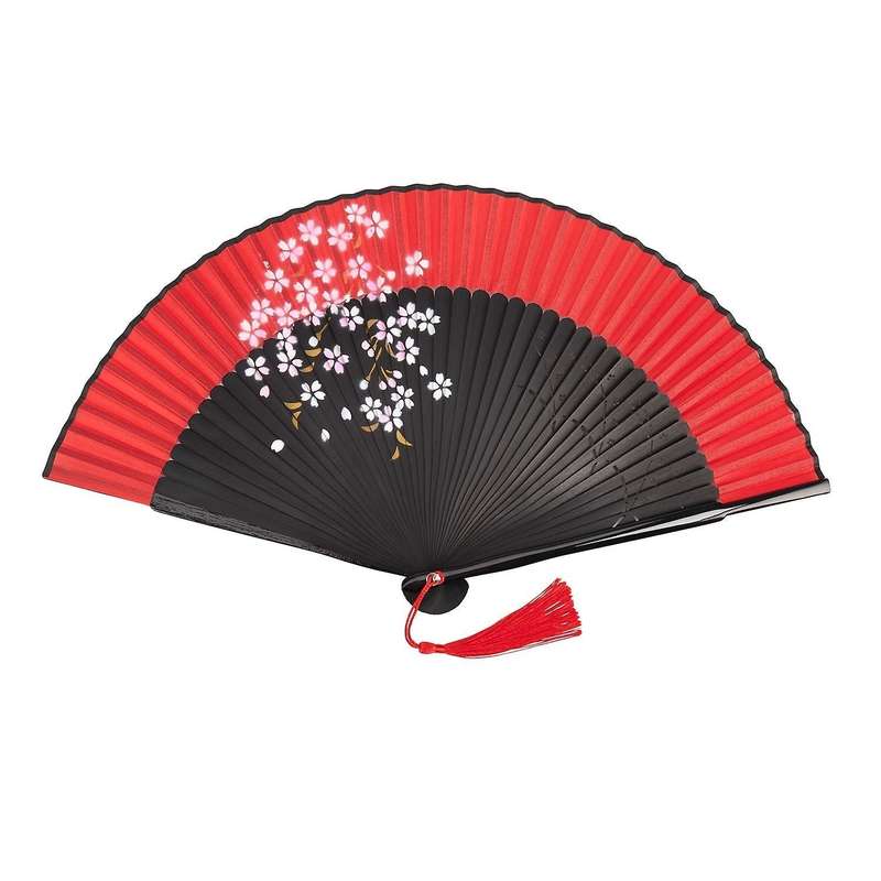 Handheld Fan Sakura Printing Folded Fans Spun Silk Bamboo