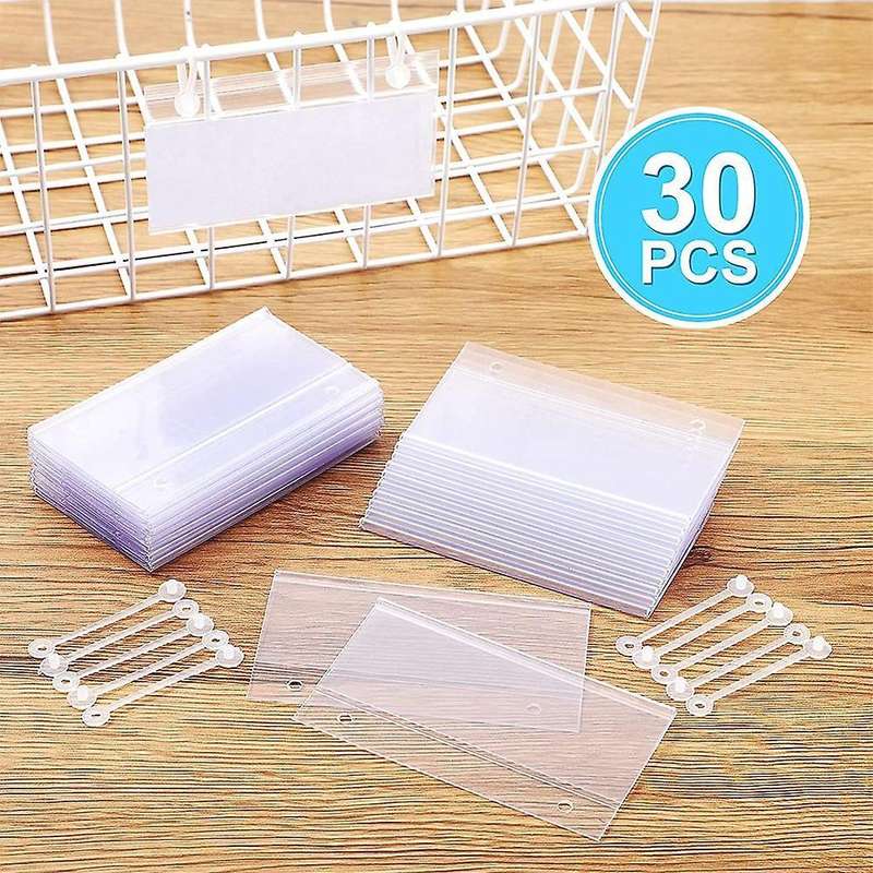 Plastic Label Holders Price Tag Ticket Hanger Clips (30)