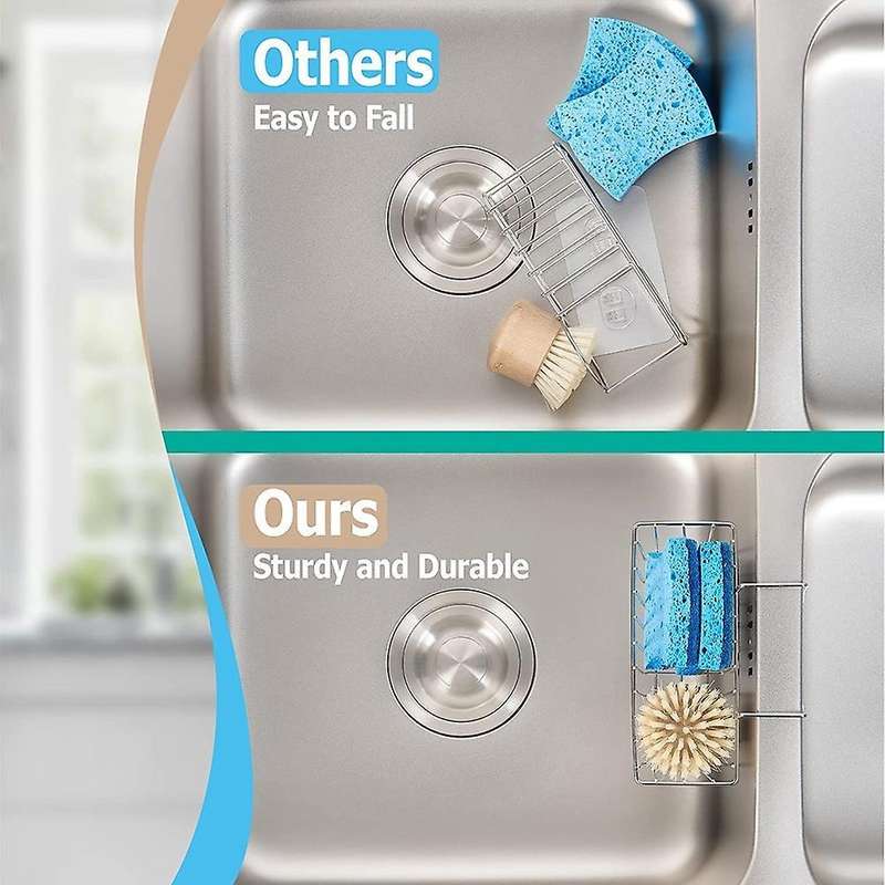 Kitchen Sponge Holder, Sink Basket Sink Caddy Brush Drainer Rack