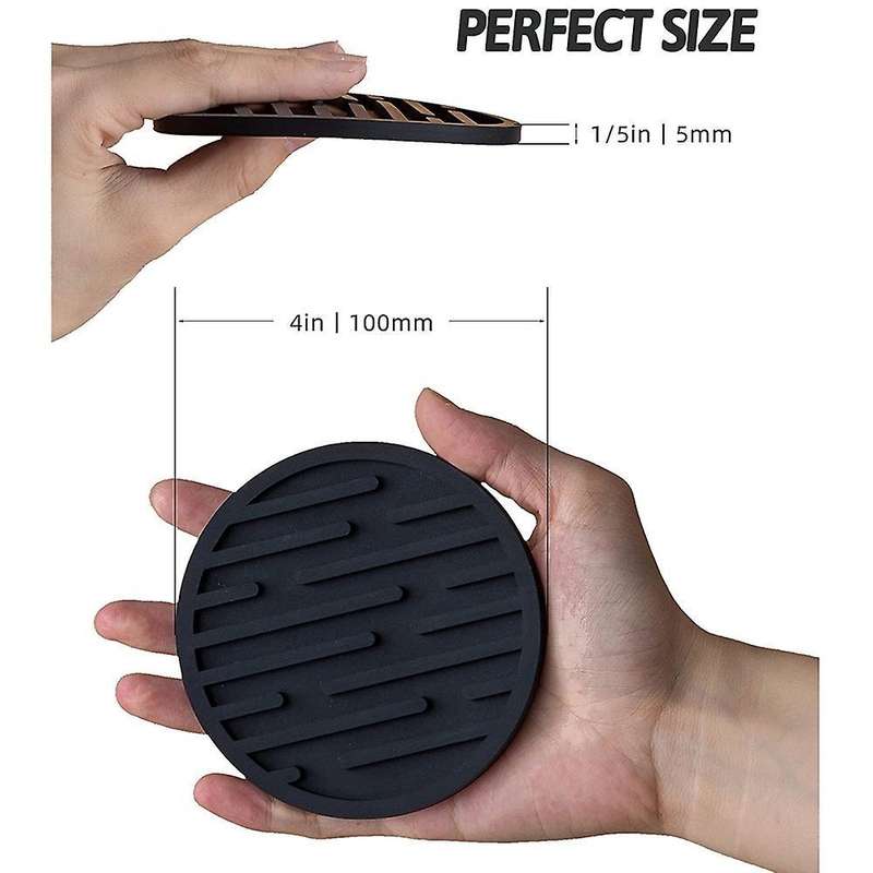 Coasters for Drinks, Silicone Coaster Sets Of 6 with Holder, Gray