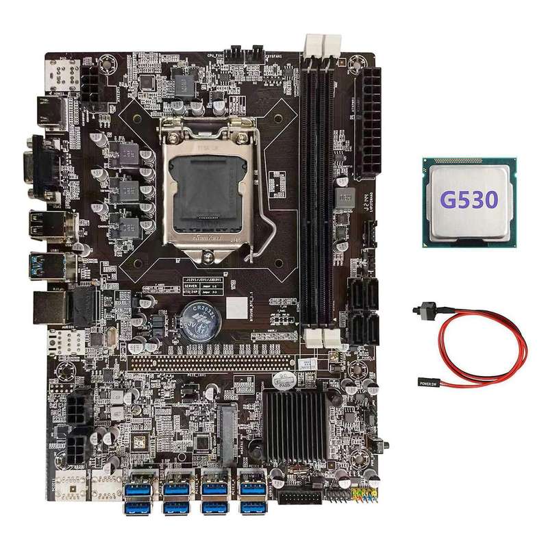 B75 Btc Mining Motherboard+g530 Cpu+switch Cable Lga1155 Usb Adapter
