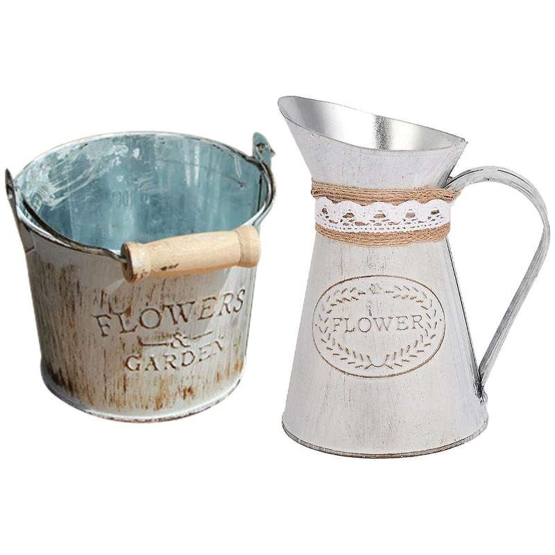 Country Metal Flower Bucket Craft Iron Bucket Small Flower Pot