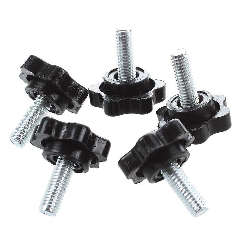 5 Pcs M6 X 15mm Male Thread 25mm Hex Shaped Head Clamping Knob Black