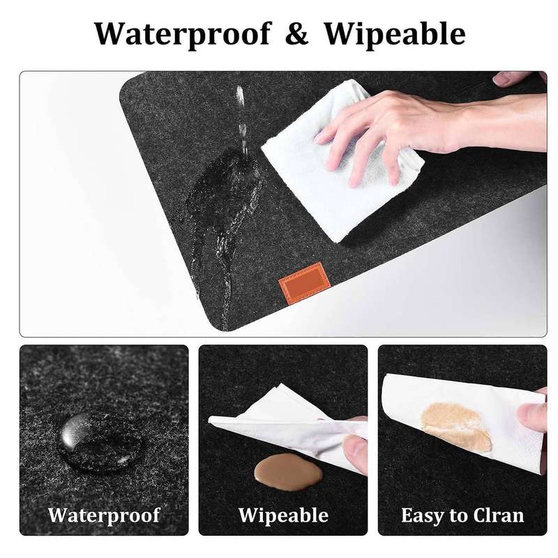 Felt Anthracite Place Mats Washable Wipe Clean Glass Coasters, 4 Set