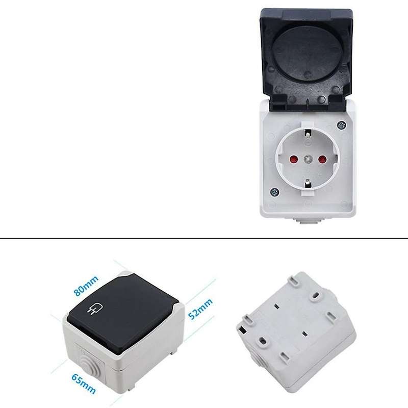 2p+e 16a 250v Ip44 Outdoor Power Socket with Cover Eu Plug(single)