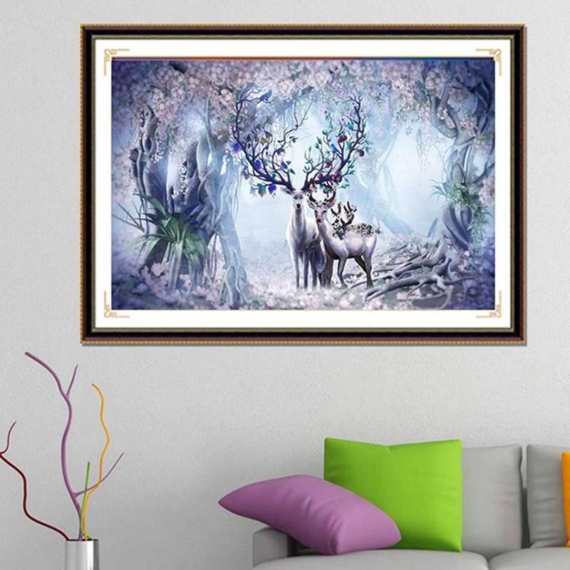 Diy 5d Diamond Painting, Rhinestone Embroidery Elk House