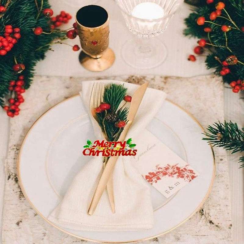 Napkin Rings Set Of 6, Red Merry Christmas Napkin Ring, Napkin Holder