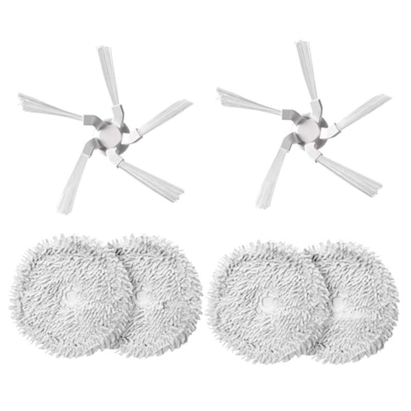 6pcs Washable Mop Cloth and Side Brush for Xiaomi Dreame W10 Robotic
