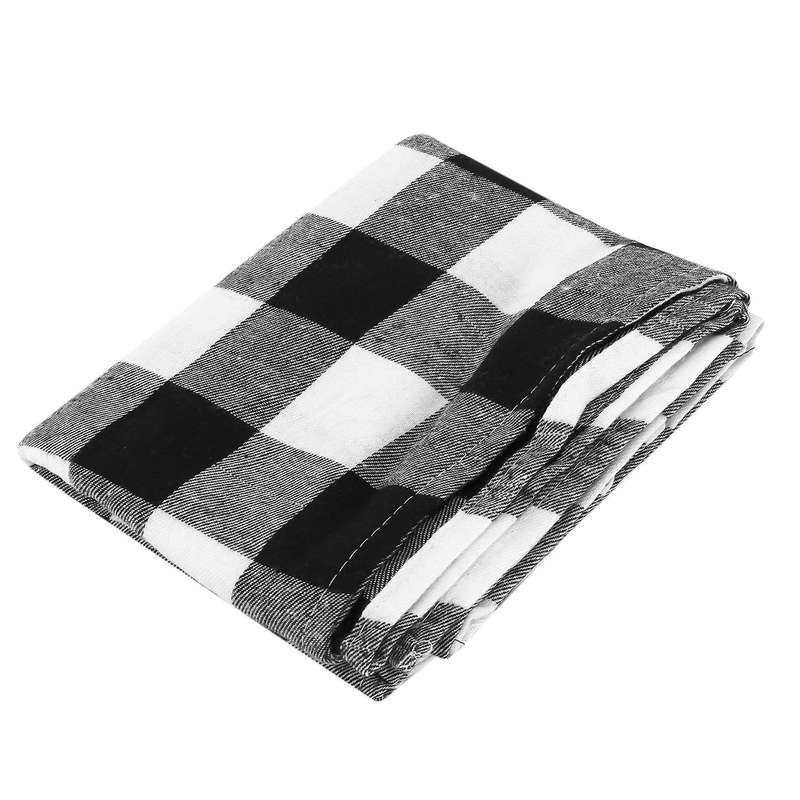 Polyester Blend Handmade Black and White Plaid for Family Dinner