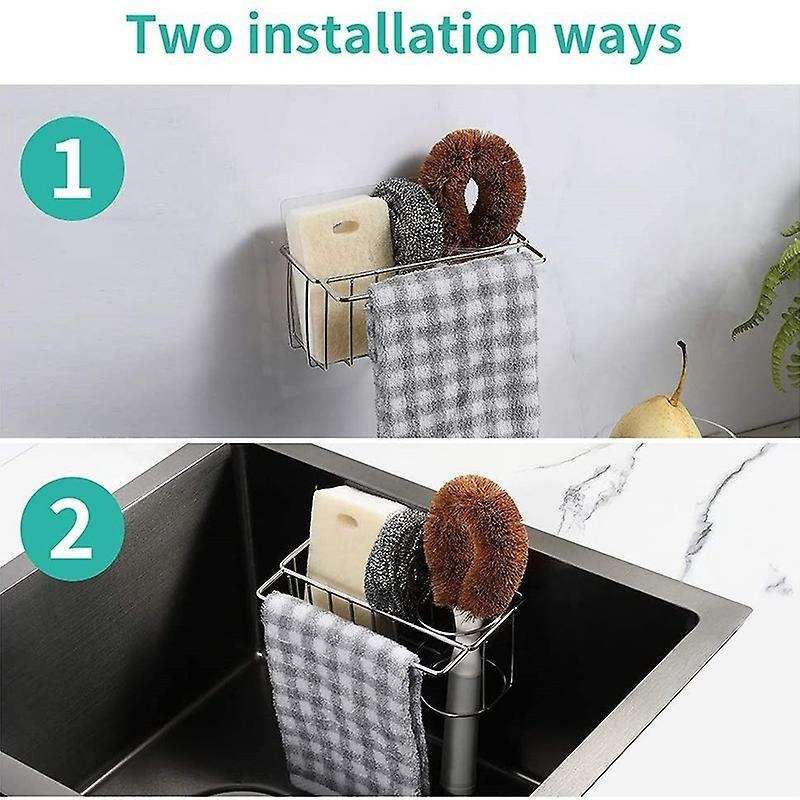 Kitchen Stainless Steel Sink Drain Rack Sponge Rack Storage Basket