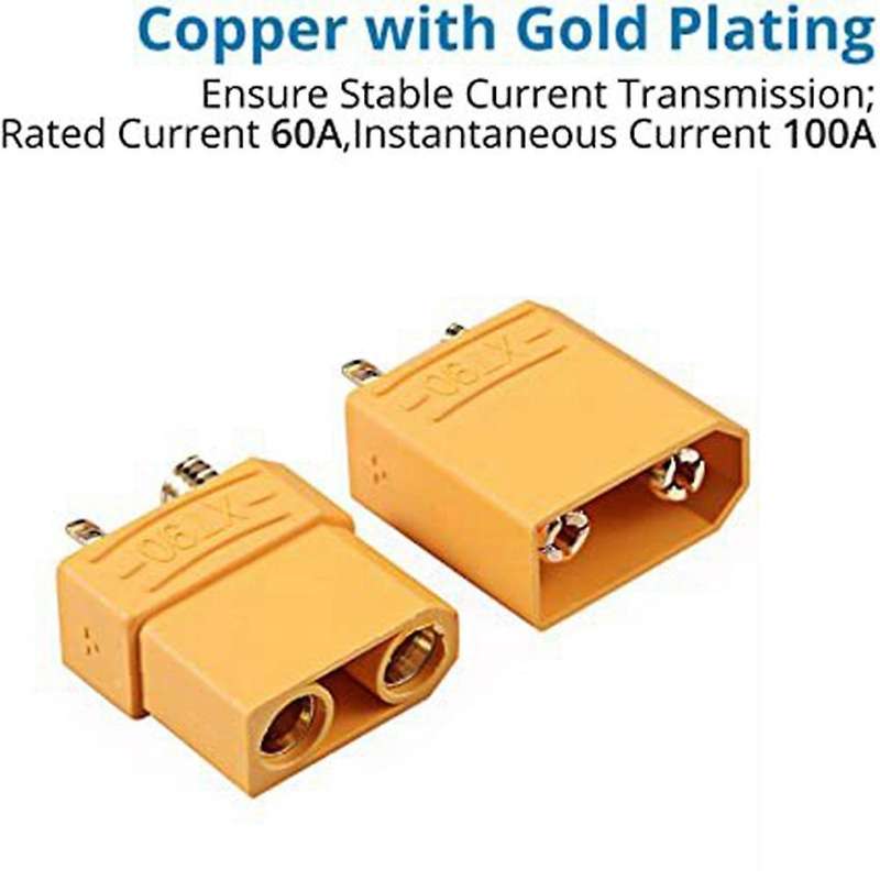 Xt90 Connector 5 Pairs Male for High-amp Rc Lipo Battery Gold Plated