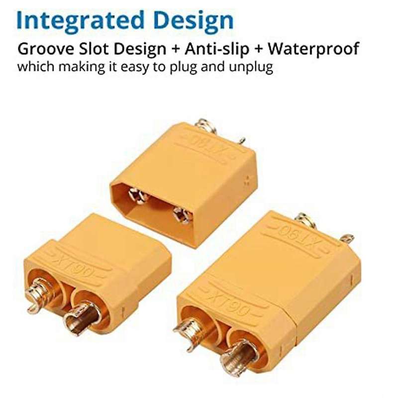 Xt90 Connector 5 Pairs Male for High-amp Rc Lipo Battery Gold Plated