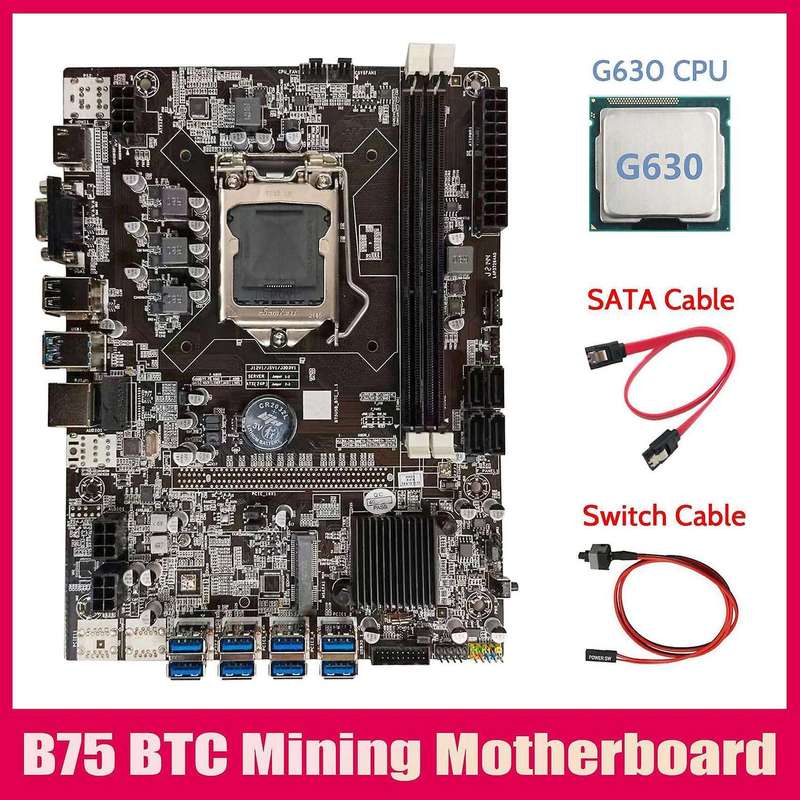 B75 Btc Miner Motherboard+g630 Cpu+sata Cable+switch Cable Lga1155