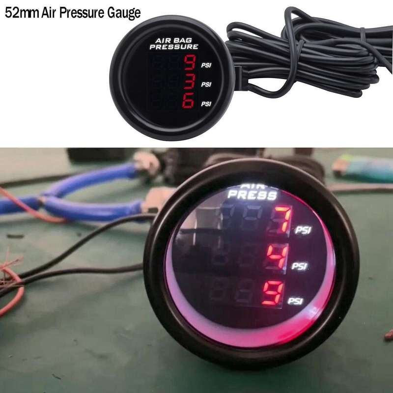 52mm Red Led Three Display Air Pressure Gauge Psi Air Suspension