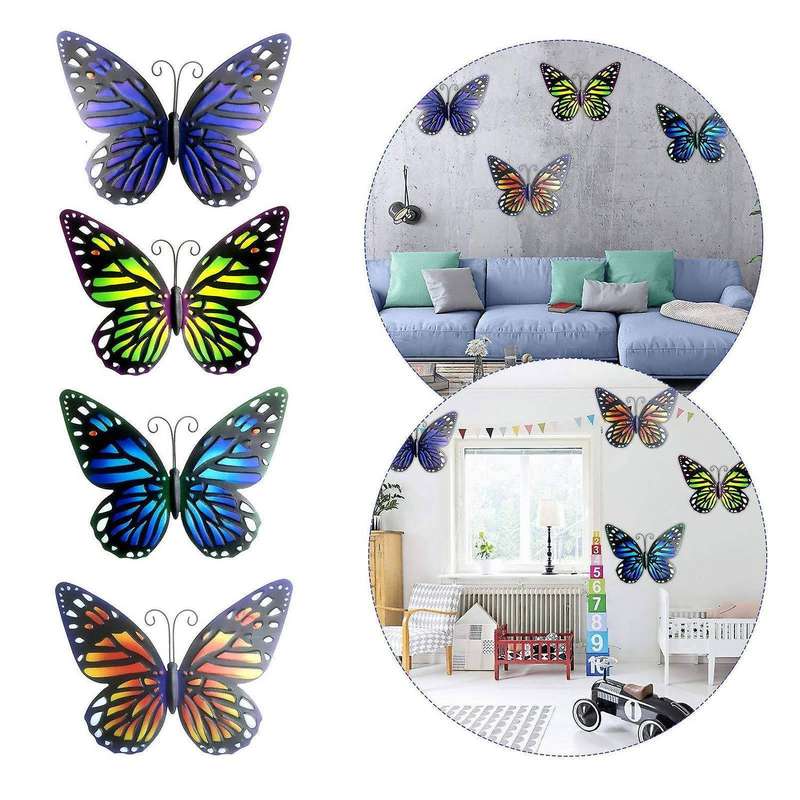 Hollowed-out Wrought Iron Metal Butterfly for Home Decor-blue