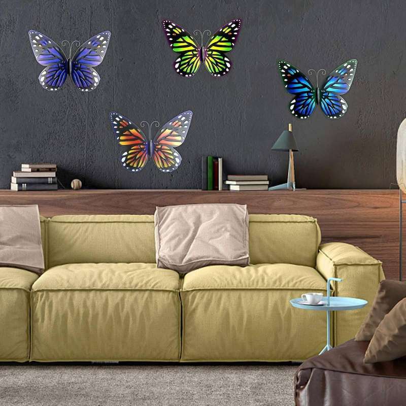 Hollowed-out Wrought Iron Metal Butterfly for Home Decor-blue
