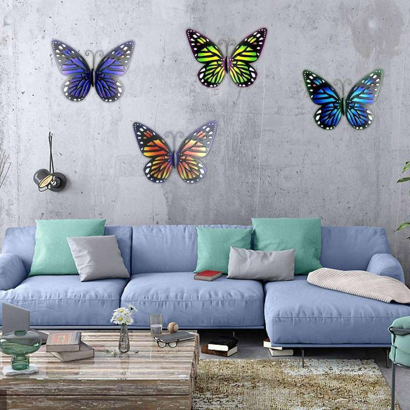 Hollowed-out Wrought Iron Metal Butterfly for Home Decor-blue
