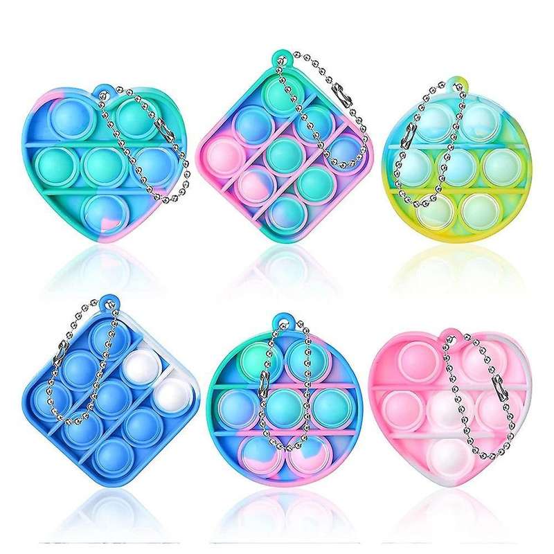 6 Pcs Mini Fidget Sensory Toy Silicone Keychain Toy Decompression