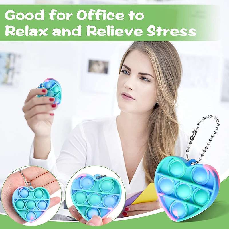 6 Pcs Mini Fidget Sensory Toy Silicone Keychain Toy Decompression