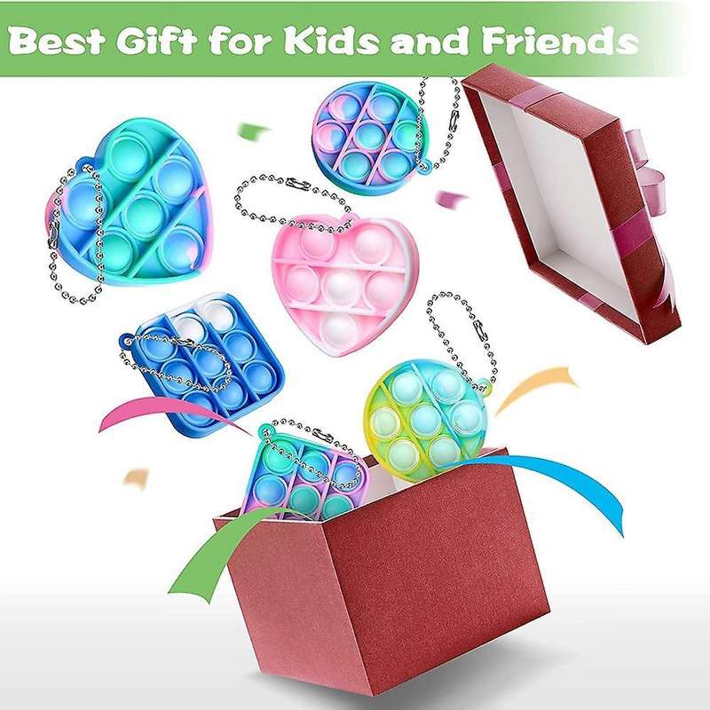 6 Pcs Mini Fidget Sensory Toy Silicone Keychain Toy Decompression