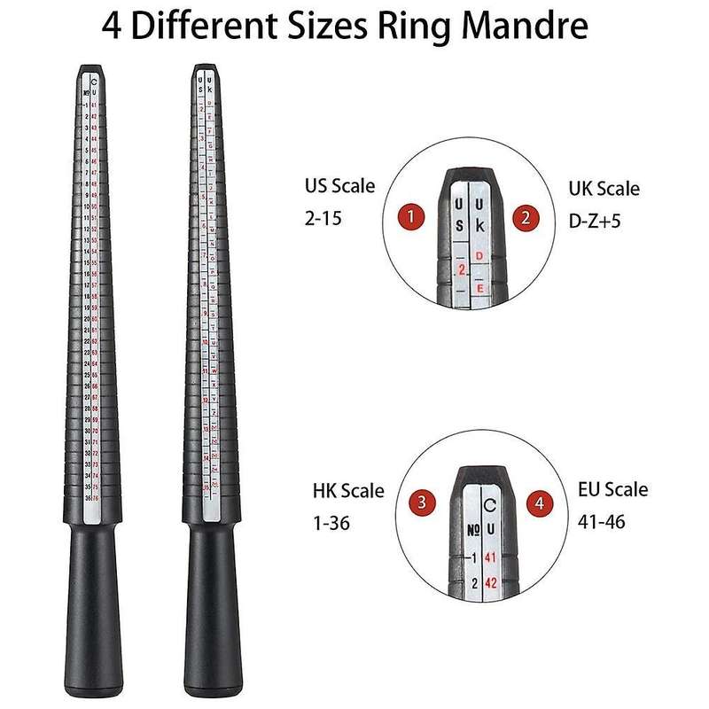 Ring Size Measuring Tool Set, Ring Mandrel Ring Sizer Gauge