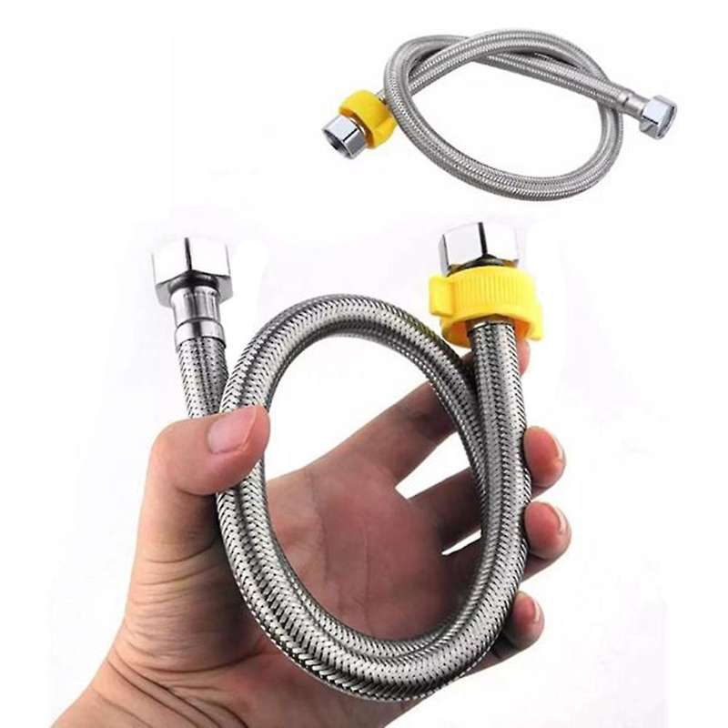 Braided Faucet Line Connector. Female Supply Hose Washing Machine
