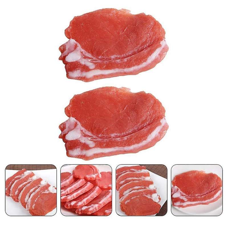 2pcs Fake Cooked Fresh Pork Simulation Cabinet Desk Decoration