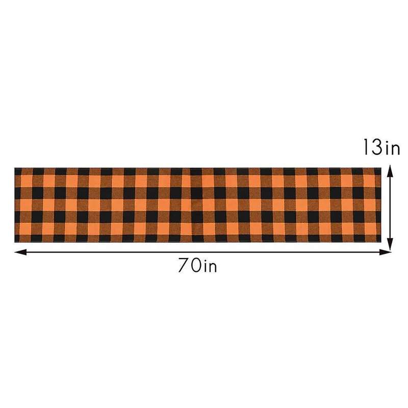 13x70inch Black and Orange Plaid Table Runner,for Party Home Decor