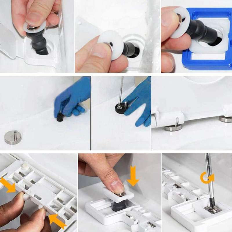 4 Pack Toilet Seat Hinges Bolt Expanding Rubber Top Nuts Screw