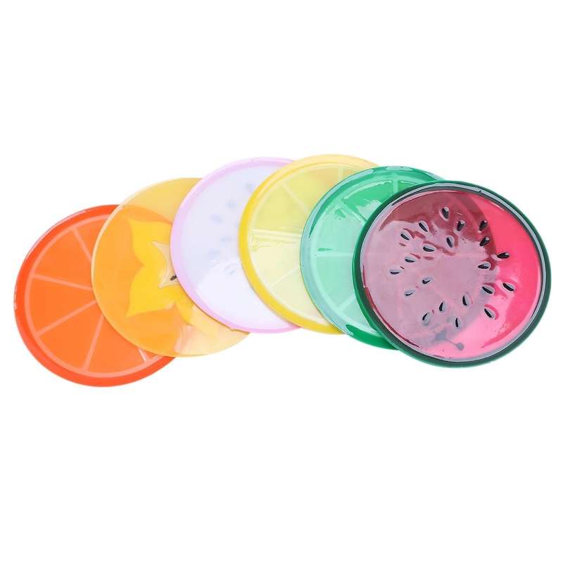 6pcs Round Non-slip Heat Resistant Mat Colorful Fruit Coasters Set