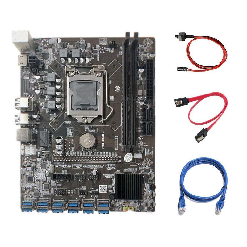 B250c Mining Motherboard with Rj45 Network Cable+switch Cable