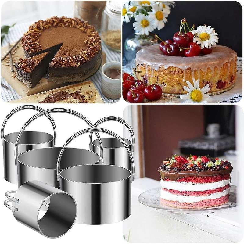 5 Pcs Biscuit Cutter with Handle - Stainless Steel Round Circle Donut