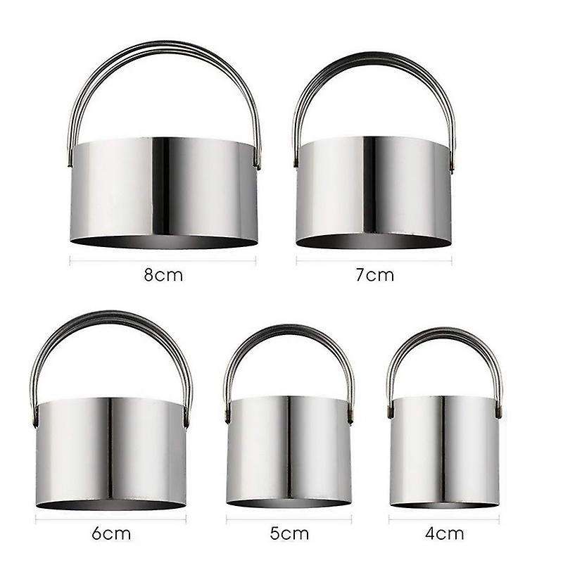 5 Pcs Biscuit Cutter with Handle - Stainless Steel Round Circle Donut