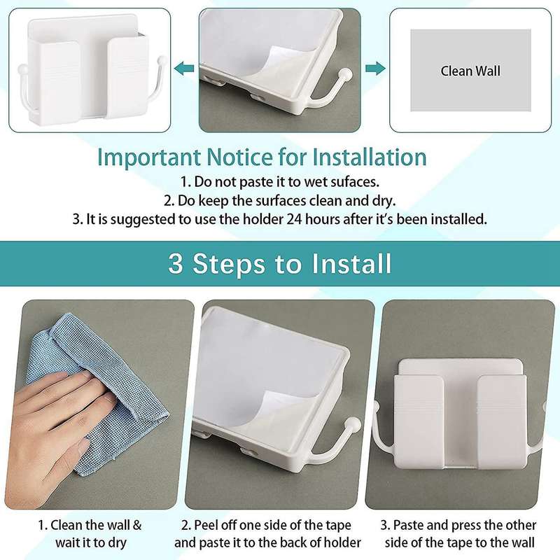6 Pcs Wall Phone Holder Wall Mount Self-adhesive Cell Phone(white)
