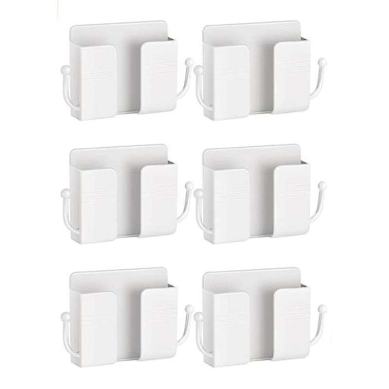 6 Pcs Wall Phone Holder Wall Mount Self-adhesive Cell Phone(white)