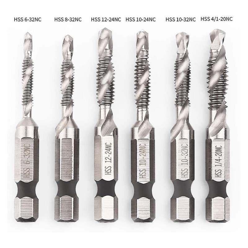 6pcs Drill Tap Set Hex Shank Sae Combination Drill and Tap Bit Set
